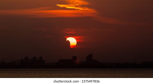 The Sunset In Maputo From The Port