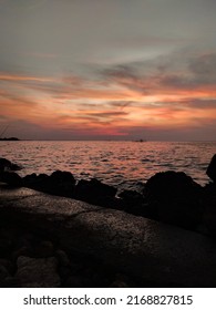 Sunset In Marina Beach Semarang Indonesia 