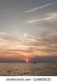 Sunset In Marina Beach Semarang Indonesia 