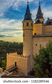 Sunset At The Medieval Fortress Alcázar Of Segovia (Spain)