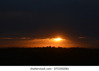 Sunset With Melbourne City Background