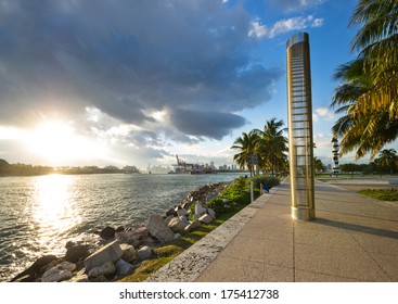 sunset at Miami docks