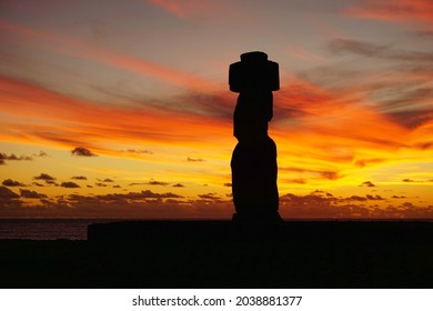 Sunset At Moai Ahu Tahai, Hanga Roa