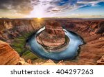 Sunset moment at Horseshoe bend Grand Canyon National Park. Colorado River. famous view point.