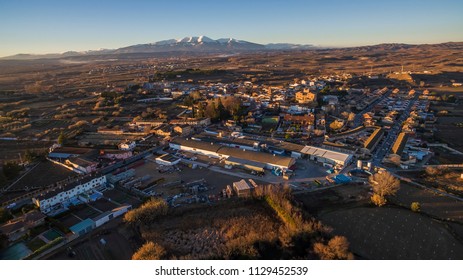 Sunset In Monteagudo Village In Navarra Province, Moncayo Mountain Range On Background, Spain