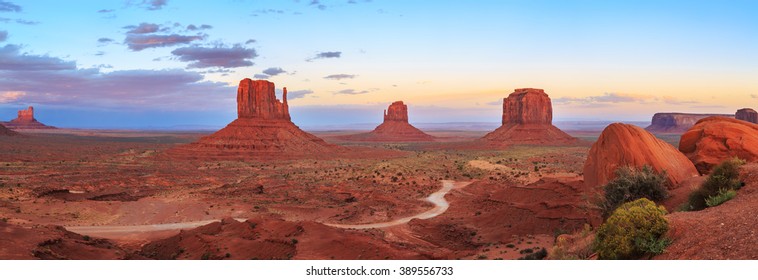 Sunset at Monument Valley Navajo Tribal Park in Arizona and Utah, United States of America