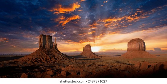 Sunset, Monument Valley Tribal Park, Colorado Plateau, Utah - Powered by Shutterstock