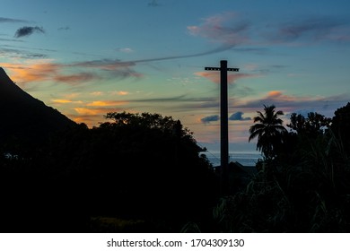 Sunset From Moorea Island In French Polynesia