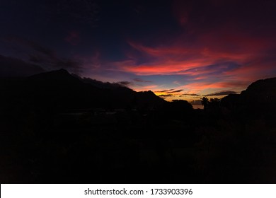 Sunset From Moorea Island In French Polynesia