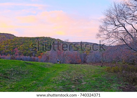 Sunset at Mount Rogers, in the fall. Highest point in Virginia, USA. Part of the Appalachian Trail. In Southern Virginia, near North Carolina and Tennessee. Near Virginia Tech, Blacksburg