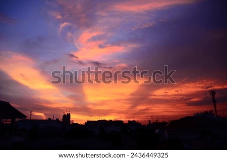 Sunset mountain range beautiful landscape mist, dusk golden time dramatic sky. Beautiful landscape high mountain ridge mist panning panorama scenery dawn dramatic sky. Sunrise landscape mountain peak.