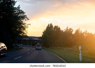sunset mountains in the background