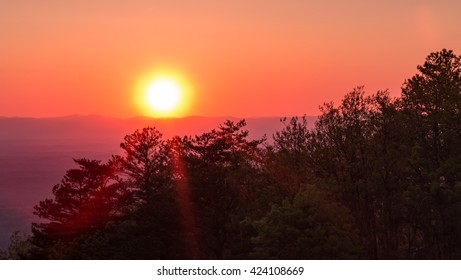 Sunset in the mountains. Close up