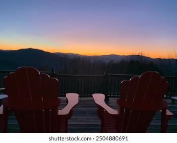 Sunset in the mountains on back deck