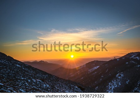 Sunset in the mountains on the background of nature