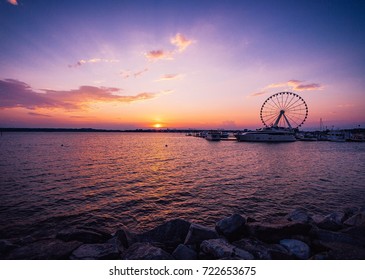 Sunset At National Harbor In Maryland