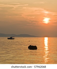 Sunset Near By Tucepi In Croatia