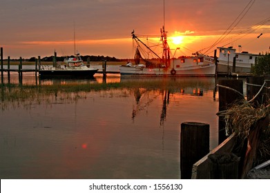 Sunset Near Folly Beach On James Island, SC