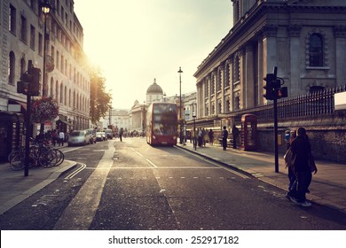 sunset near Trafalgar square, London, UK
