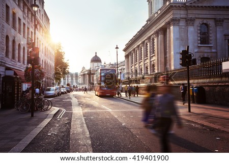 sunset near Trafalgar square, London, UK