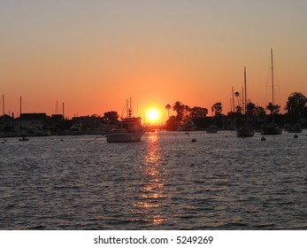 Sunset At Newport Beach Harbor