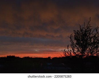 Sunset At Night. Desert Sand Storm Over UK