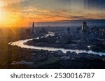 Sunset to night sliced time lapse view of the urban skyline of London, England, with Tower bridge, river Thames and City skyscrapers