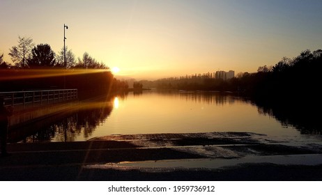 Sunset At Niguarda's Lake. Milano Sunset.