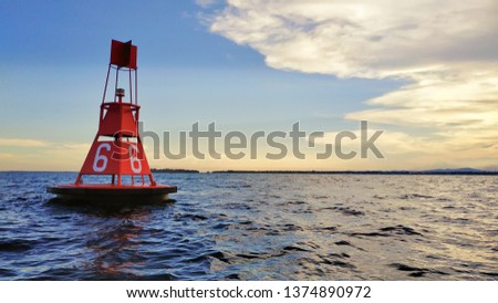 Sunset with Ocean Buoy. Great Image of Sea Background