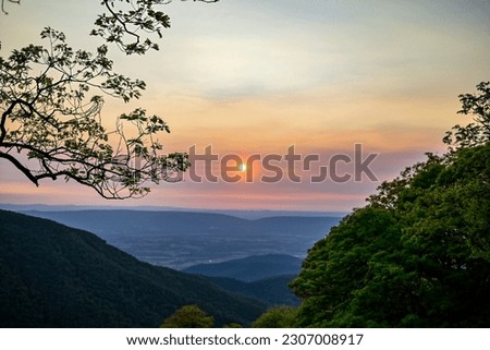 Sunset off of Crescent Rock Overlook in Shenendoah National Park in Virginia 