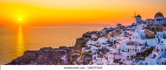Sunset in Oia, Santorini, Greece - Shutterstock ID 1383797645