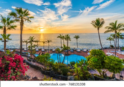 Sunset On The Adeje Coast, Tenerife, Spain