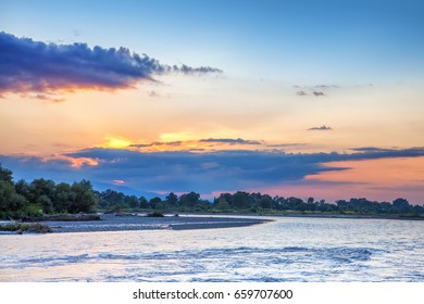 Sunset On Alazani River. Georgia