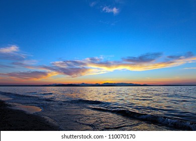 Sunset On Alki Beach, Seattle