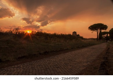 Sunset On Ancient Roman Road
Of Appian Way