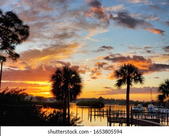 Sunset On The Anclote River Tarpon Springs Florida USA