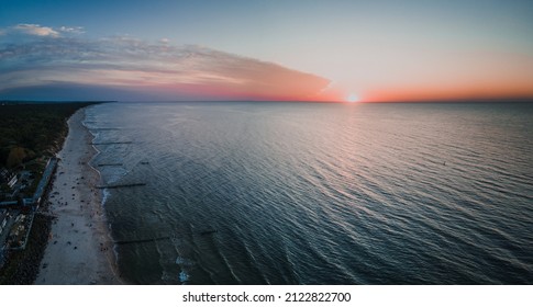 Sunset On The Baltic Sea Aerial Perspective