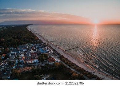 Sunset On The Baltic Sea Aerial Perspective