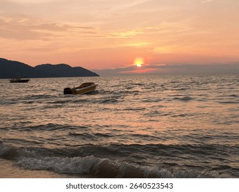 the sunset on the beach