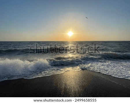 Sunset on a beach in the evening