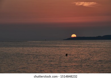 Sunset On The Beach Of Samil De Vigo. Rías Baixas, Pontevedra, Galicia, Spain