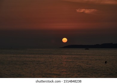 Sunset On The Beach Of Samil De Vigo. Rías Baixas, Pontevedra, Galicia, Spain