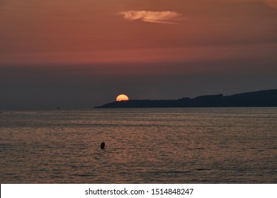 Sunset On The Beach Of Samil De Vigo. Rías Baixas, Pontevedra, Galicia, Spain