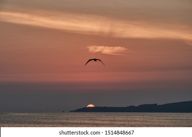 Sunset On The Beach Of Samil De Vigo. Rías Baixas, Pontevedra, Galicia, Spain