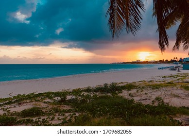 Sunset On The Beach Of Shoal Bay East Anguilla Island Caribbean Sea