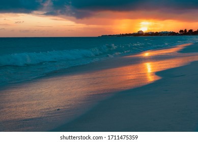 Sunset On The Beach Of Shoal Bay East Anguilla Island Caribbean Sea