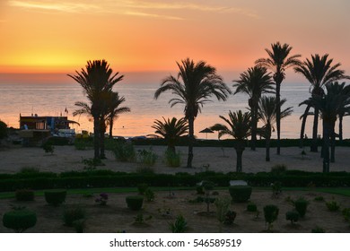 Sunset On The Beach In Sousse.Tunisia.