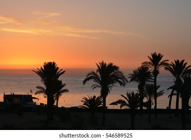 Sunset On The Beach In Sousse.Tunisia.