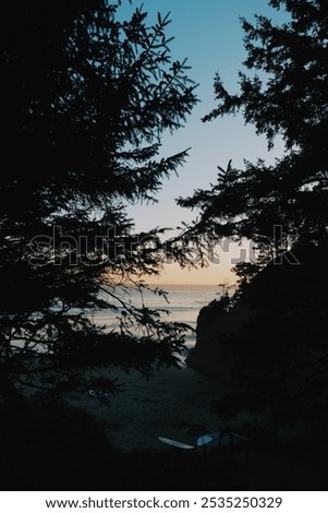 Similar – View of the turquoise sea in Canada framed by coniferous forest