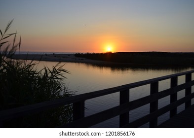 Sunset on a bridge
